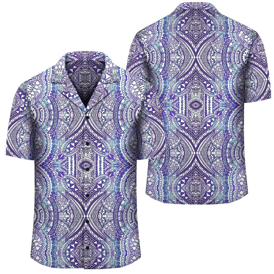 Polynesian Symmetry Gardient Violet Hawaiian Shirt Unisex Black - Polynesian Pride