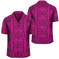 Polynesian Symmetry Pink Hawaiian Shirt Unisex Black - Polynesian Pride