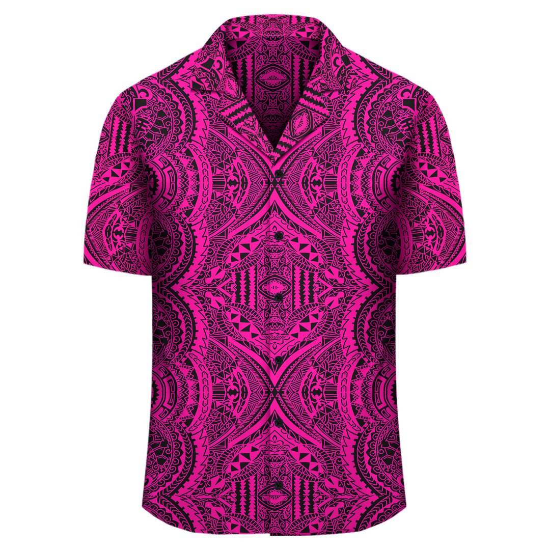 Polynesian Symmetry Pink Hawaiian Shirt - Polynesian Pride