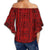 Polynesian Symmetry Red Hawaii Women's Off Shoulder Wrap Waist Top - Polynesian Pride