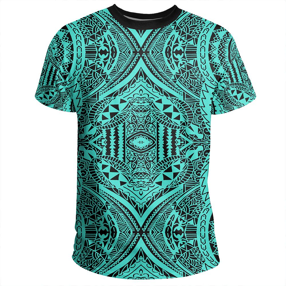 Polynesian Symmetry Turquoise T Shirt - Polynesian Pride