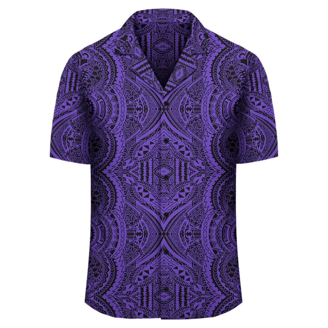 Polynesian Symmetry Violet Hawaiian Shirt - Polynesian Pride