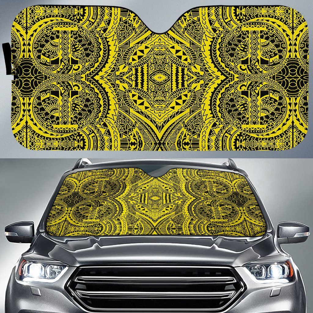 Polynesian Symmetry Car Sun Shade Auto Sun Shade Universal Fit Yellow - Polynesian Pride