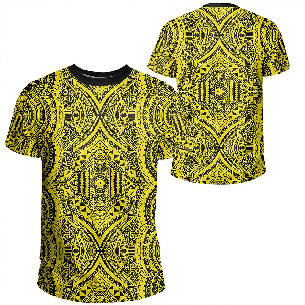 Polynesian Symmetry Yellow T Shirt Unisex Polyester - Polynesian Pride