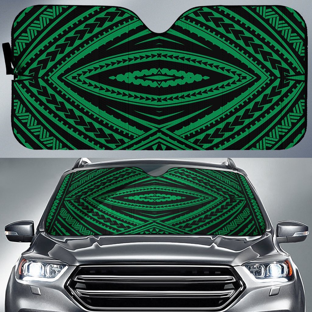 Polynesian Tatau Car Sun Shade Auto Sun Shade Universal Fit Green - Polynesian Pride