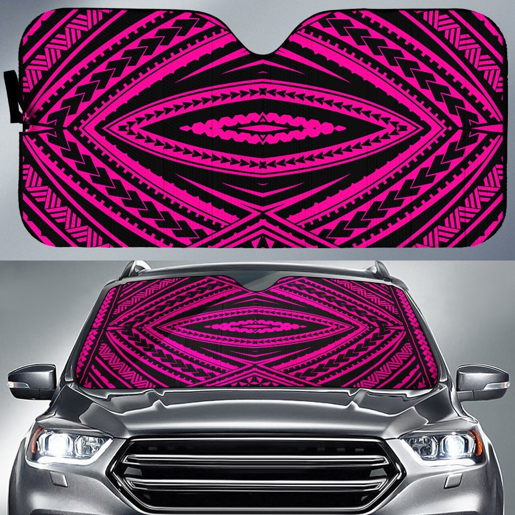 Polynesian Tatau Car Sun Shade Auto Sun Shade Universal Fit Pink - Polynesian Pride