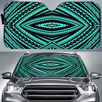 Polynesian Tatau Car Sun Shade Auto Sun Shade Universal Fit Turquoise - Polynesian Pride