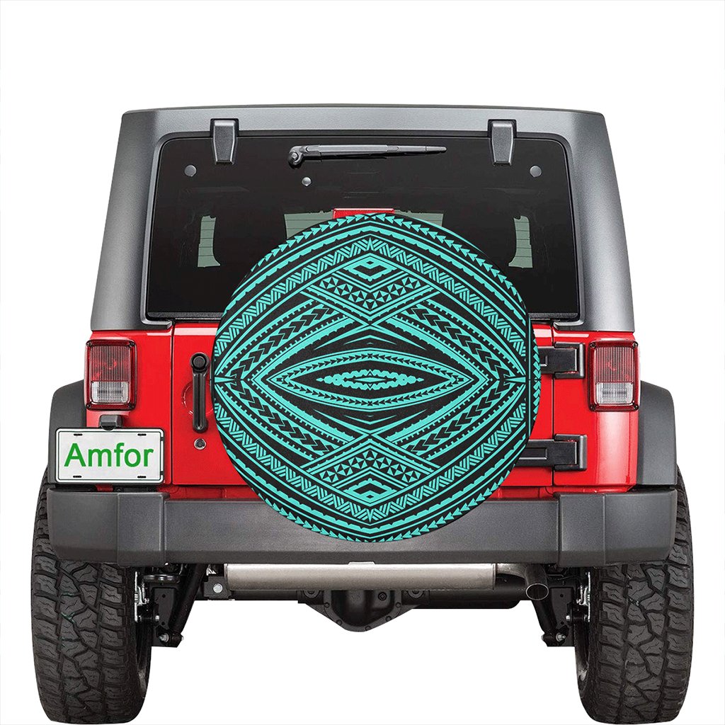 Polynesian Tatau Turquoise Hawaii Spare Tire Cover - Polynesian Pride