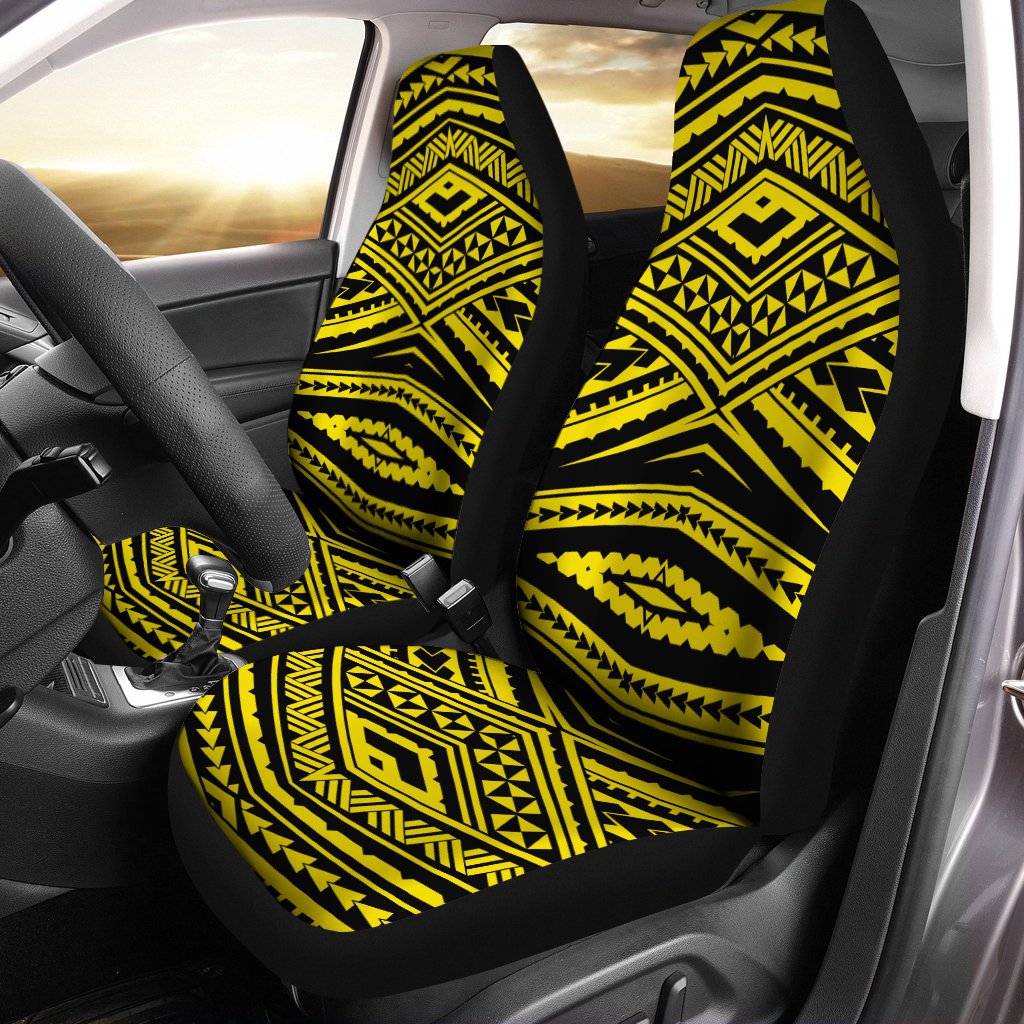 Polynesian Tatau Yellow Car Seat Cover - Polynesian Pride