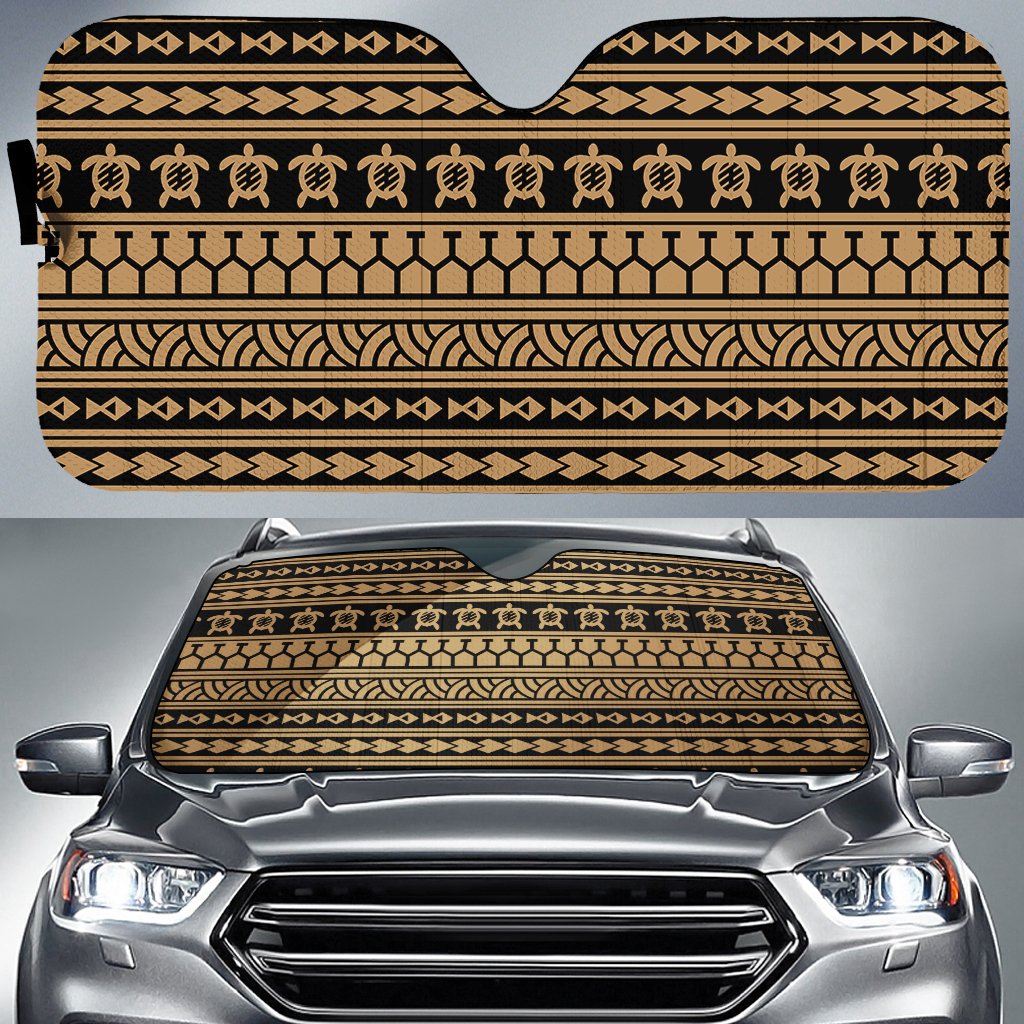 Polynesian Tattoo Tribal Car Sun Shade Auto Sun Shade Universal Fit Gold - Polynesian Pride