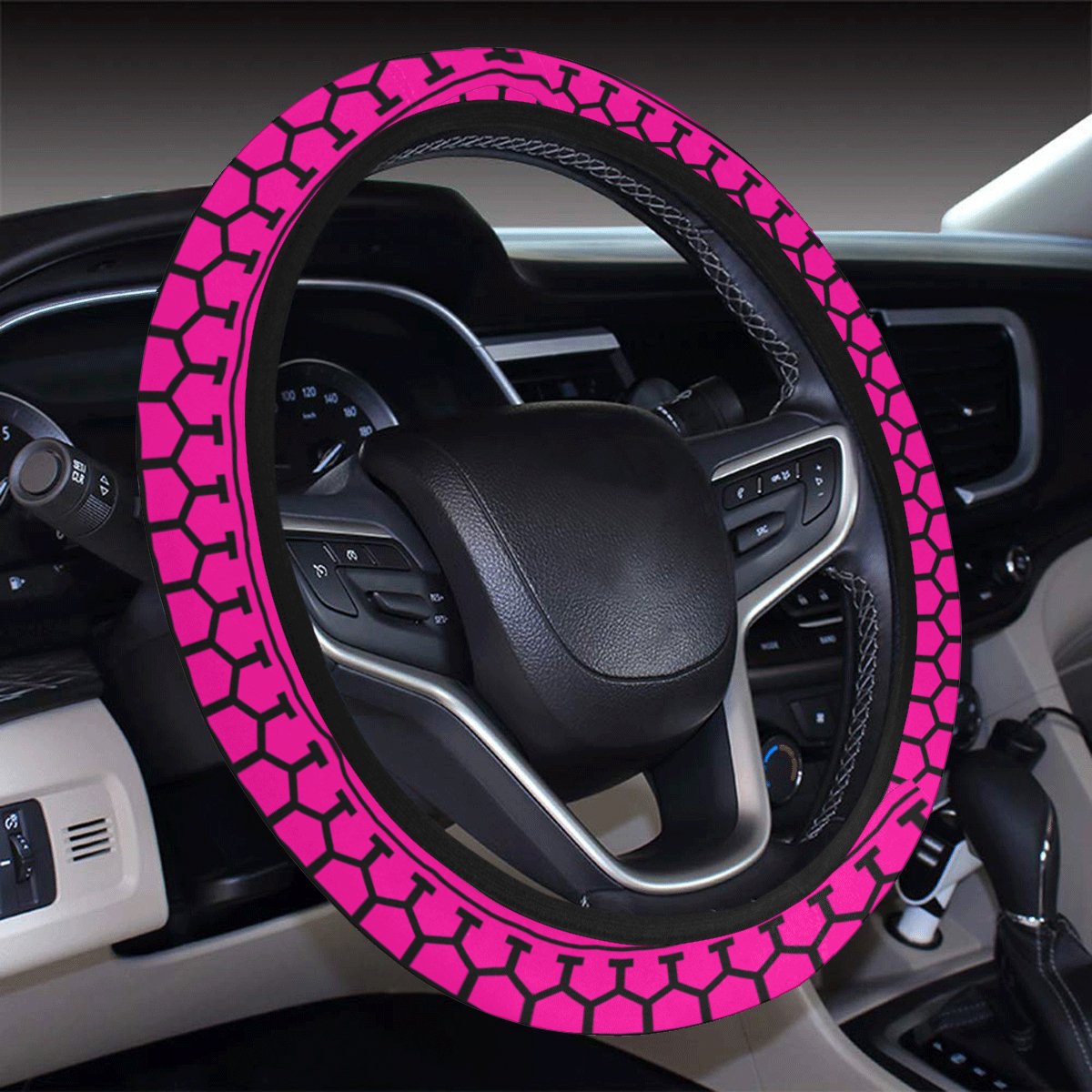 Polynesian Tattoo Tribal Pink Hawaii Steering Wheel Cover with Elastic Edge - Polynesian Pride