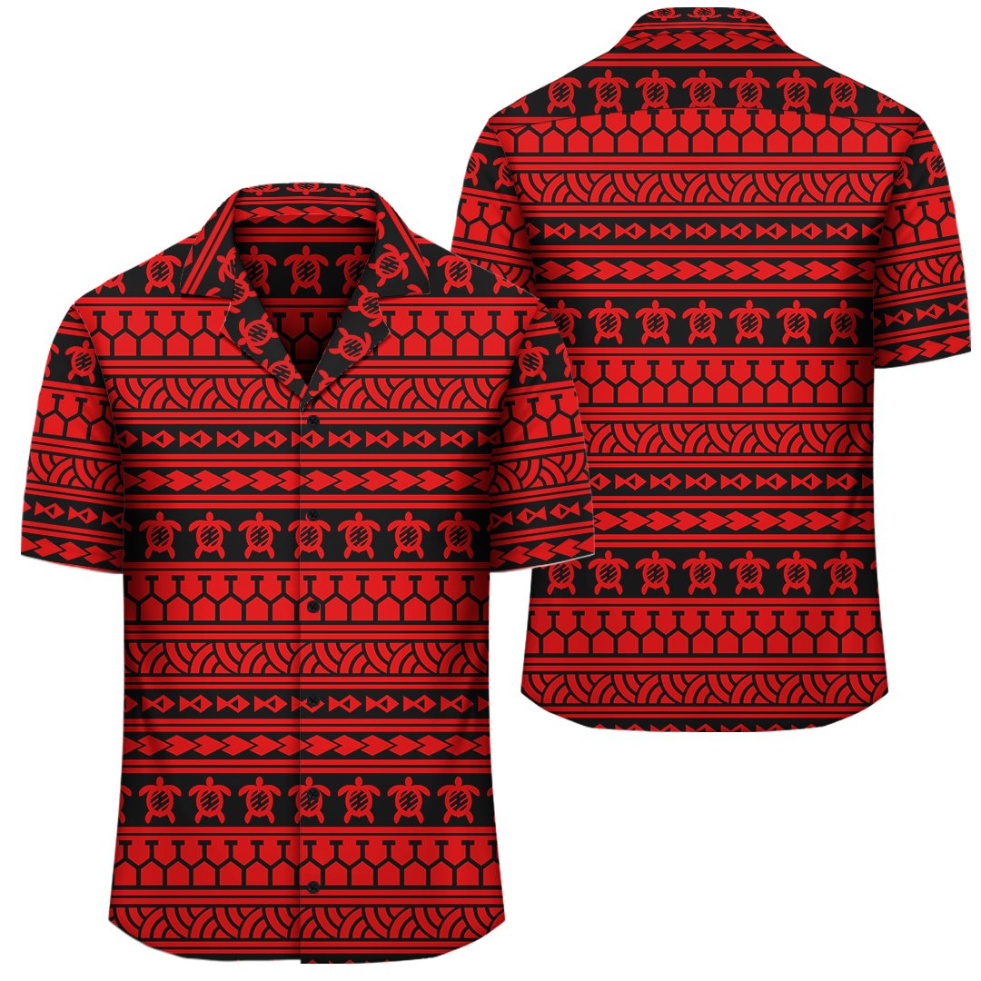 Polynesian Tattoo Tribal Red Hawaiian Shirt Unisex Black - Polynesian Pride