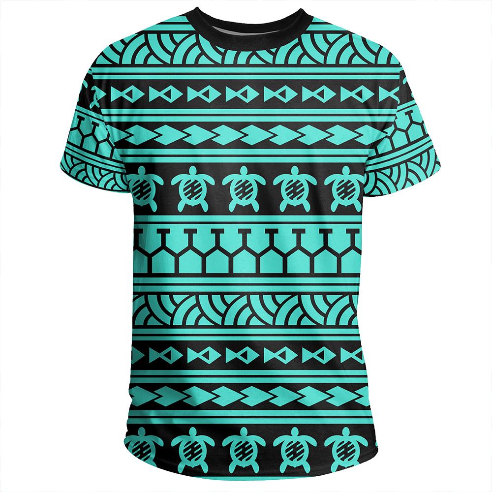 Polynesian Tattoo Tribal Turquoise T Shirt - Polynesian Pride