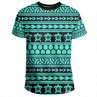 Polynesian Tattoo Tribal Turquoise T Shirt - Polynesian Pride