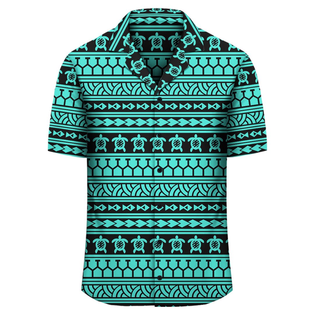 Polynesian Tattoo Tribal Turquoise Hawaiian Shirt - Polynesian Pride