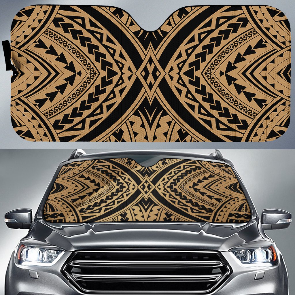 Polynesian Tradition Car Sun Shade Auto Sun Shade Universal Fit Gold - Polynesian Pride