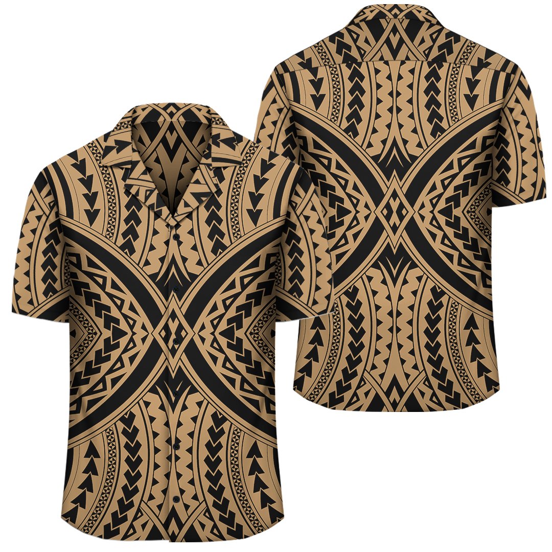 Polynesian Tradition Gold Hawaiian Shirt Unisex Black - Polynesian Pride