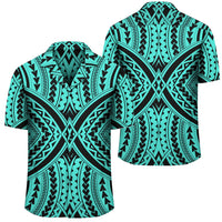 Polynesian Tradition Turquoise Hawaiian Shirt Unisex Black - Polynesian Pride