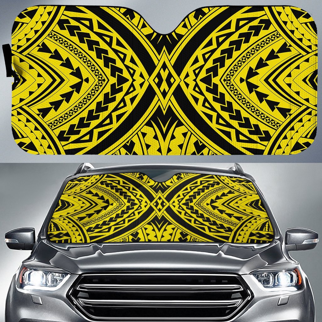Polynesian Tradition Car Sun Shade Auto Sun Shade Universal Fit Yellow - Polynesian Pride
