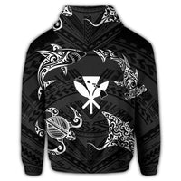 Polynesian Turtle Hammerhead Shark Ray Kanaka Hawaii Zip Hoodie Circle - Polynesian Pride