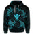 Polynesian Turtle Hammerhead Shark Ray Kanaka Hawaiian Hoodie Circle Blue - Polynesian Pride