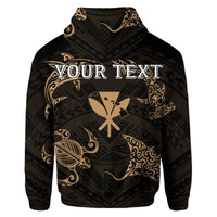 Custom Polynesian Turtle Hammerhead Shark Ray Kanaka Hawaii Hoodie Circle Gold - Polynesian Pride