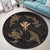 Polynesian Turtle Hammerhead Shark Ray Kanaka Hawaii Round Carpet Circle Gold - AH - Polynesian Pride