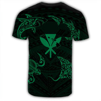 Polynesian Turtle Hammerhead Shark Ray Kanaka Hawaii T Shirt Circle Green AH - Polynesian Pride
