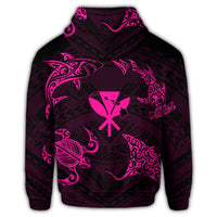 Polynesian Turtle Hammerhead Shark Ray Kanaka Hawaiian Hoodie Circle Pink - Polynesian Pride