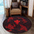 Polynesian Turtle Hammerhead Shark Ray Kanaka Hawaii Round Carpet Circle Red - AH - Polynesian Pride