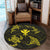 Polynesian Turtle Hammerhead Shark Ray Kanaka Hawaii Round Carpet Circle Yellow - AH - Polynesian Pride