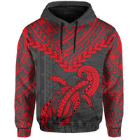 Polynesian Turtle Kanaka Map Hawaii Hoodie Red Ti Style - Polynesian Pride