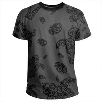 Polynesian Turtle Palm And Sea Pebbles Gray T Shirt - Polynesian Pride