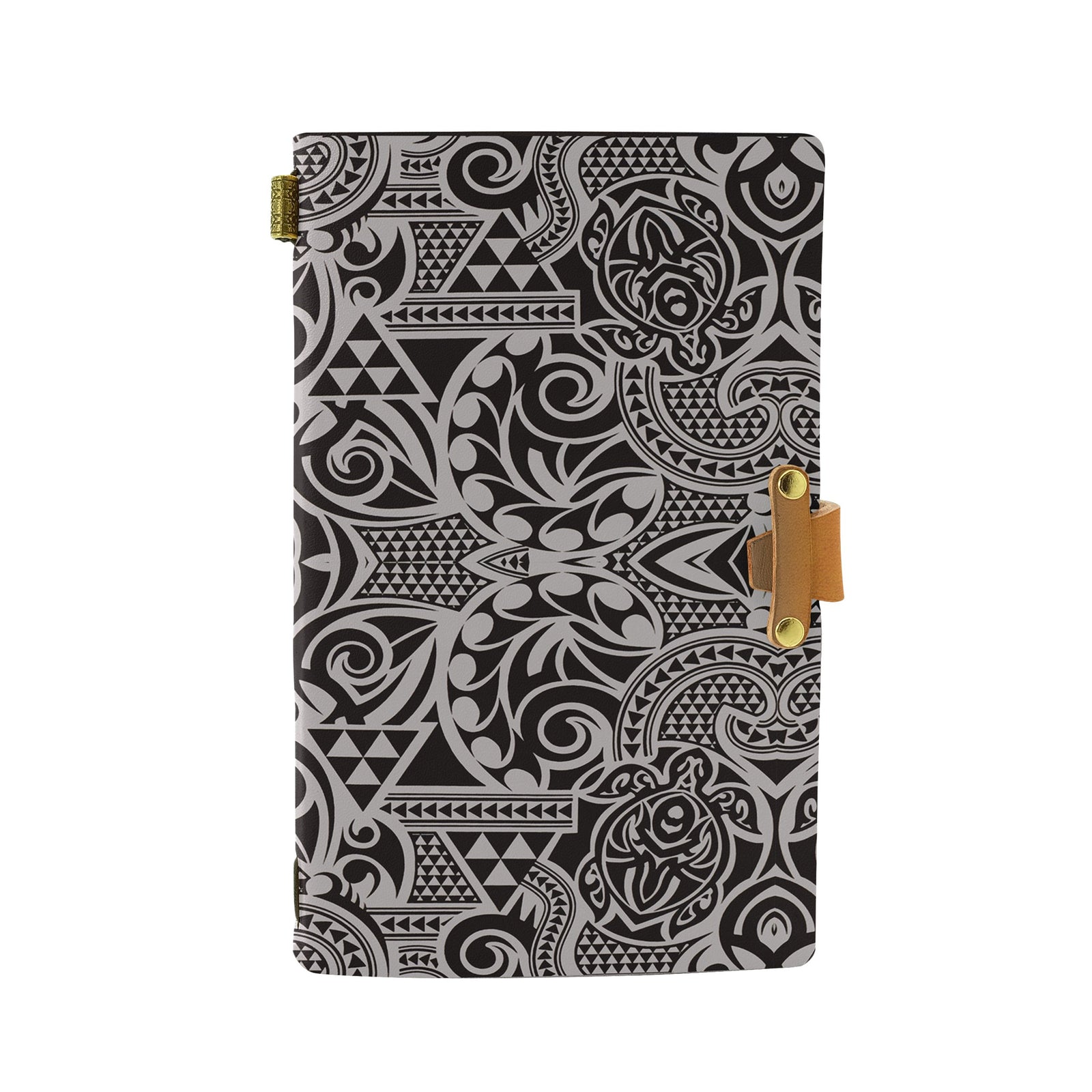 Hawaii Polynesian Kakau Turtle Leather Notebook Leather Black - Polynesian Pride