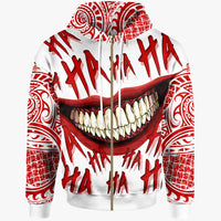 Polynesian Zip up Hoodie Funny Style Special Version White Unisex Red - Polynesian Pride