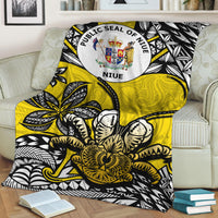 Niue Uga Premium Blanket Tribal Patterns Yellow Style LT6 White - Polynesian Pride