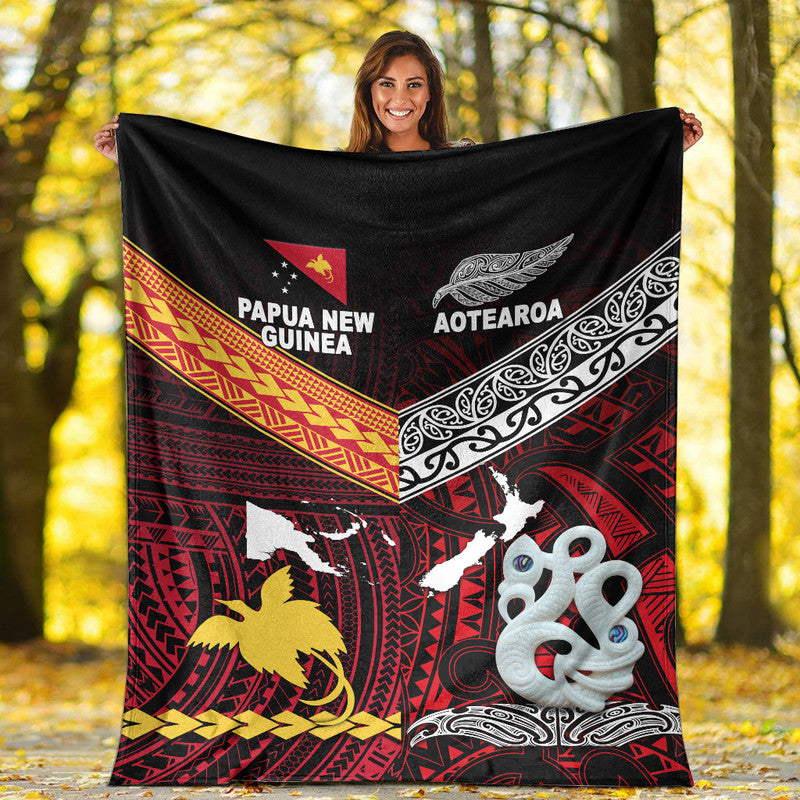 New Zealand And Papua New Guinea Premium Blanket Together - Red LT8 - Polynesian Pride