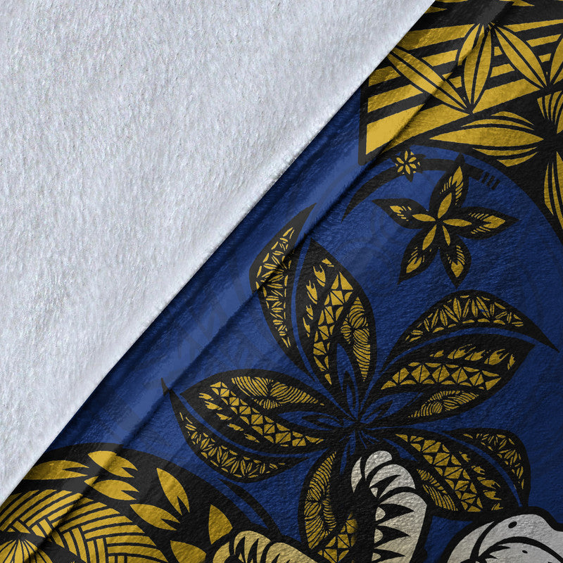 Niue Uga Premium Blanket Tribal Patterns Blue Style LT6 - Polynesian Pride