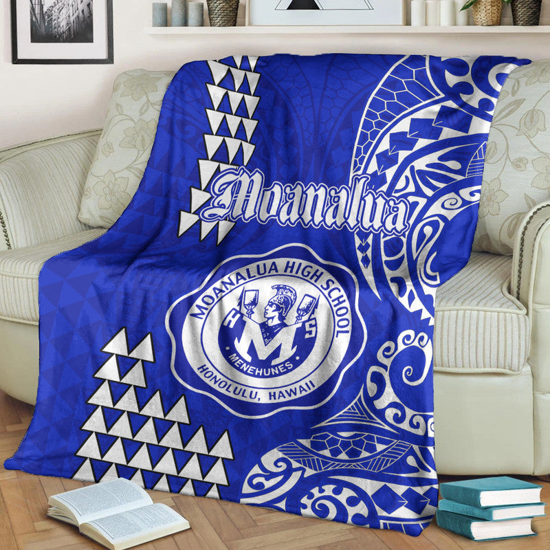 Hawaii Moanalua High School Premium Blanket Tribal Kakau LT9 White - Polynesian Pride