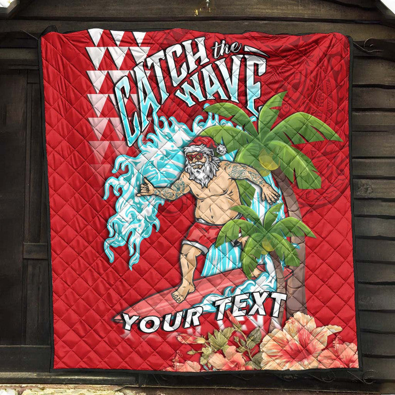 (Custom Personalised) Hawaii Mele Kalikimaka Premium Quilt Santa Claus Surfing Xmas Time LT9 Red - Polynesian Pride