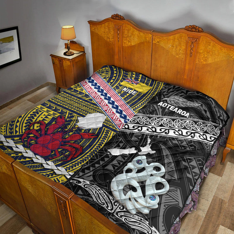 New Zealand And Niue Premium Quilt Together - Black LT8 - Polynesian Pride