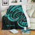 (KING ZAMARI) New Zealand Maori Mangopare Premium Blanket Polynesian - Turquoise LT8 White - Polynesian Pride