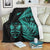 New Zealand Haka Rugby Maori Premium Blanket Silver Fern Vibes - Turquoise LT8 Blankets White - Polynesian Pride