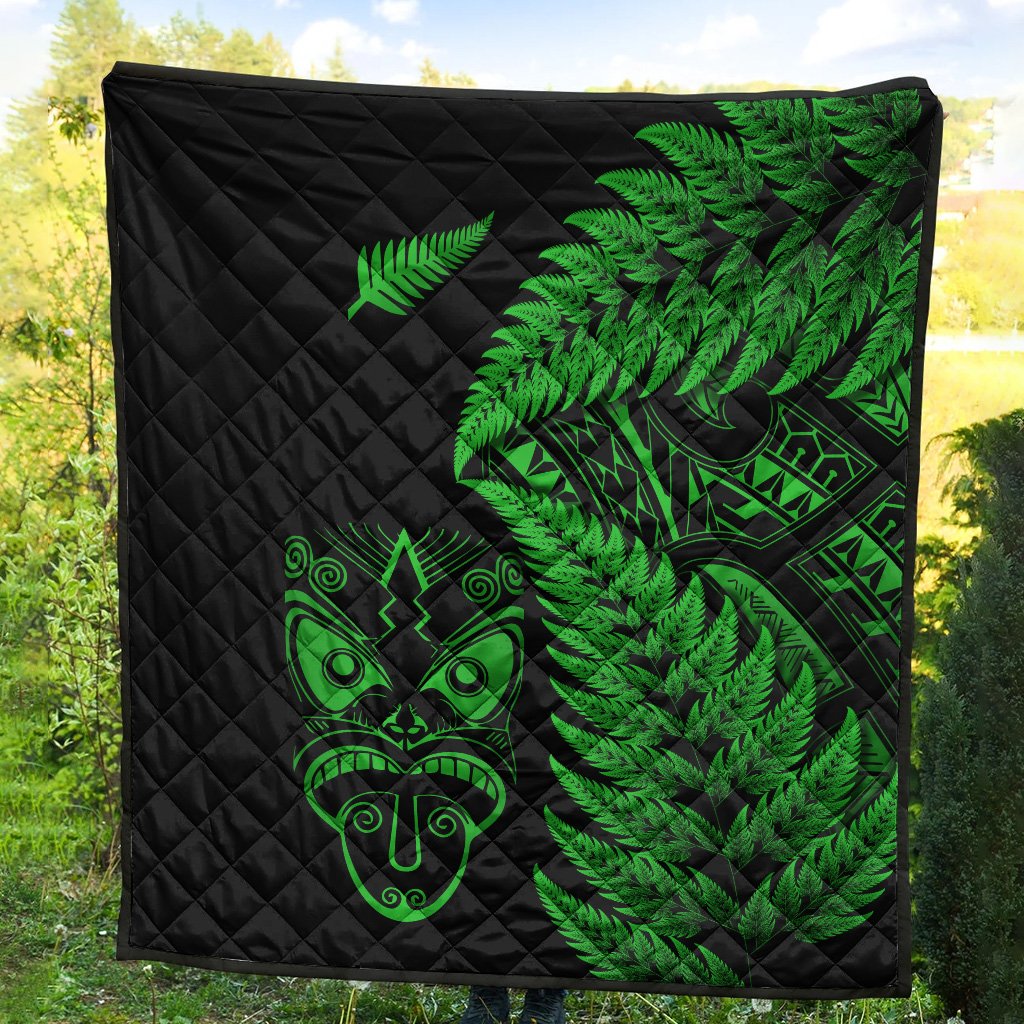 New Zealand Haka Rugby Maori Premium Quilt Silver Fern Vibes - Green LT8 - Polynesian Pride