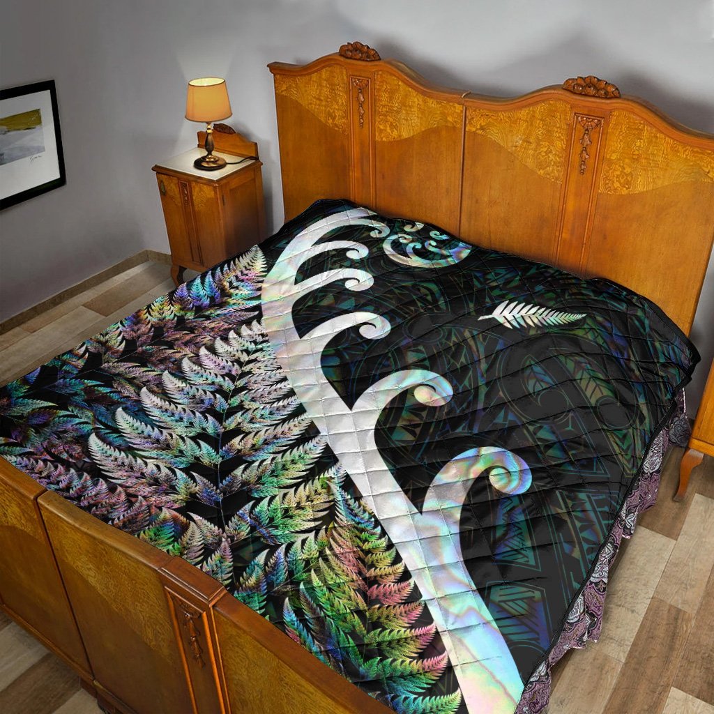 New Zealand Rugby Maori Premium Quilt Silver Fern Koru Vibes - Paua Shell LT8 - Polynesian Pride