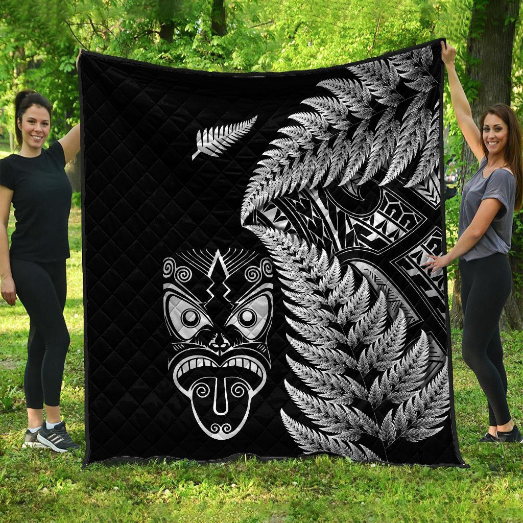 New Zealand Haka Rugby Maori Premium Quilt Silver Fern Vibes - Black LT8 - Polynesian Pride