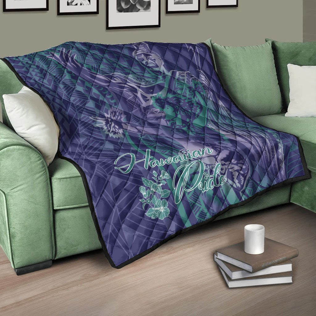 Hawaii Premium Quilt - King Of Hawaii With Hawaiian Girls Purple Version - Polynesian Pride