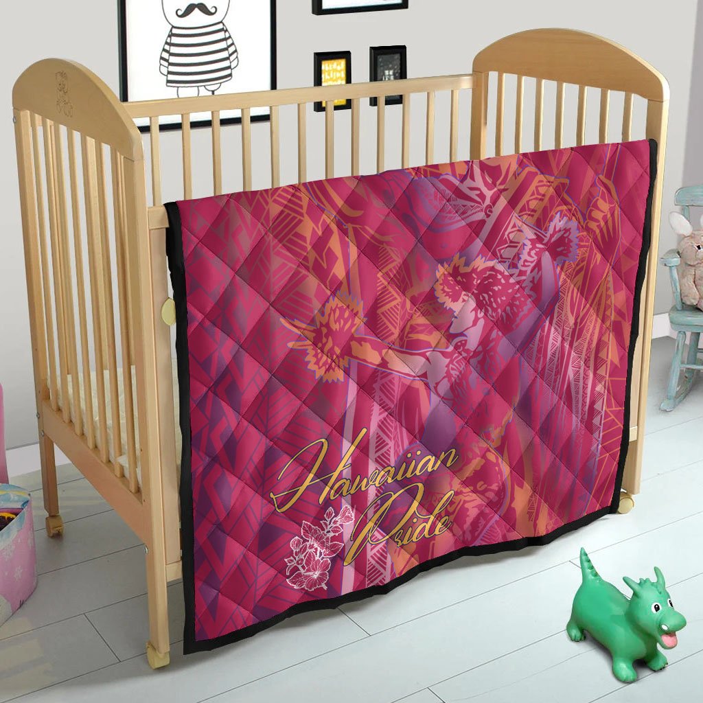 Hawaii Premium Quilt - King Of Hawaii With Hawaiian Girls Pink Version - Polynesian Pride