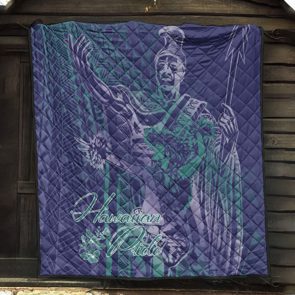 Hawaii Premium Quilt - King Of Hawaii With Hawaiian Girls Purple Version - Polynesian Pride