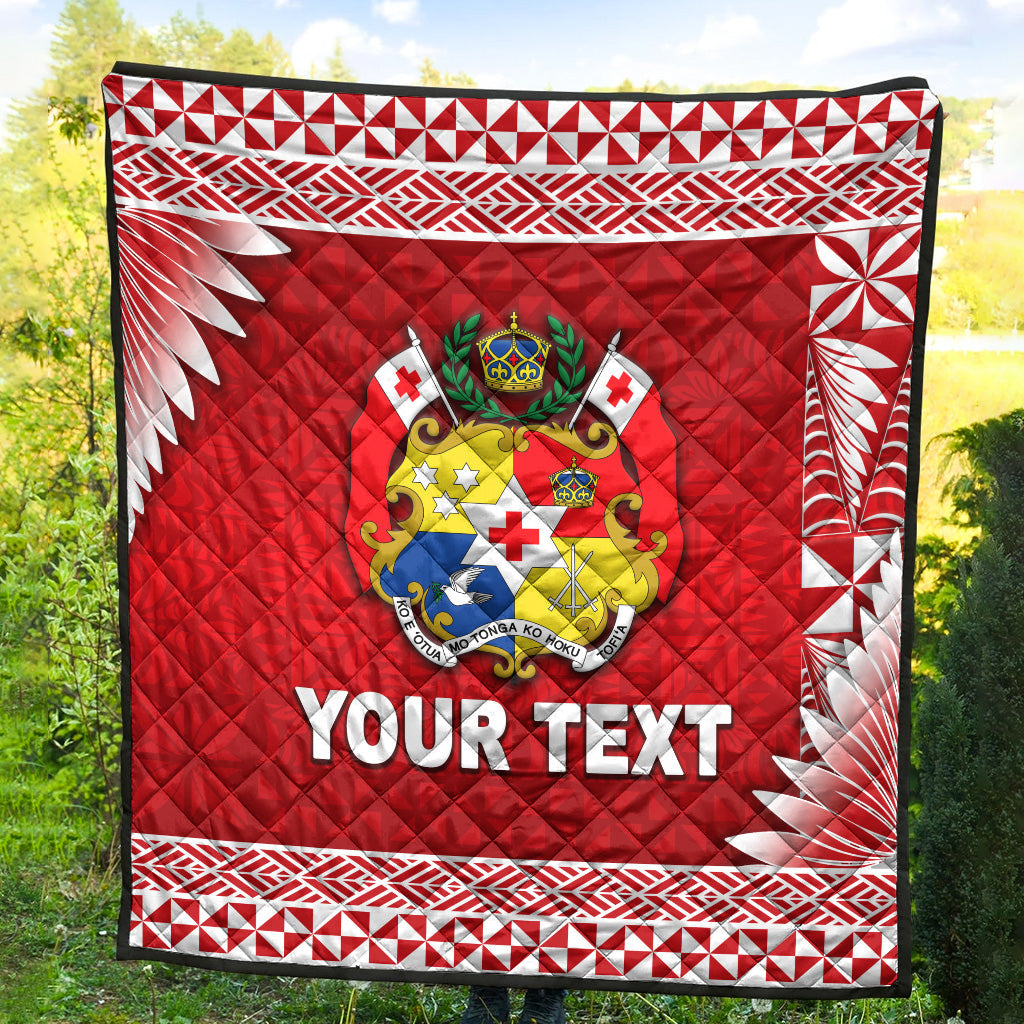 (Custom Personalised) Tonga Coat Of Arms Premium Quilt Simplified Version - Red LT8 - Polynesian Pride